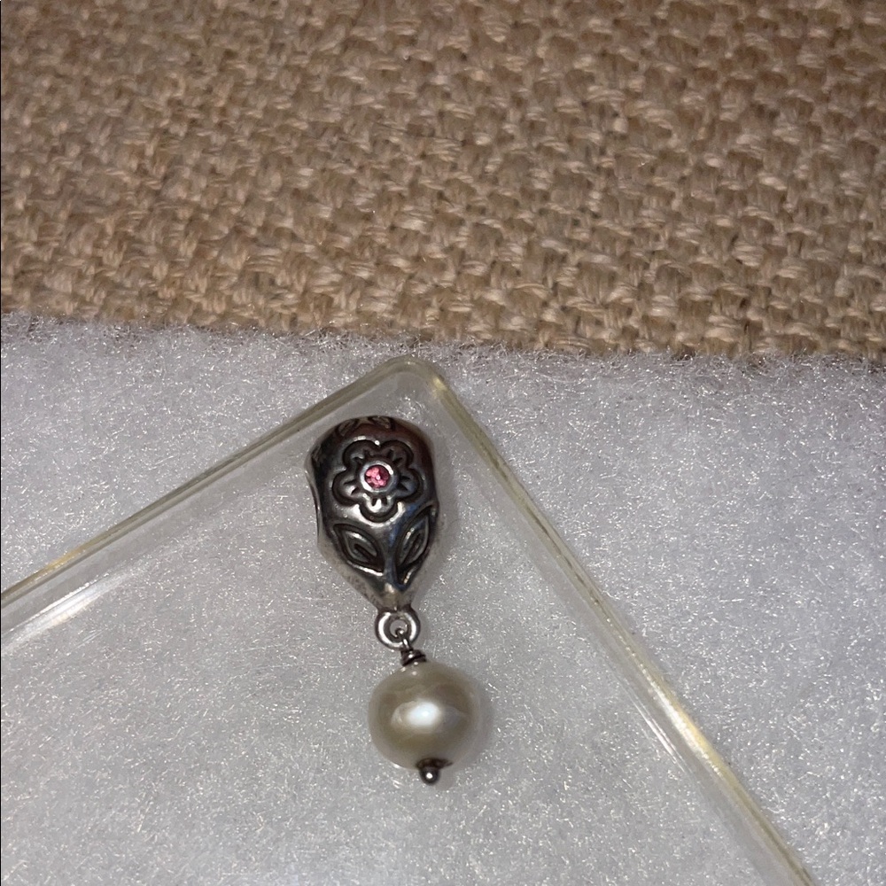 Pandora Silver Flower, Pink  with pearl Charm